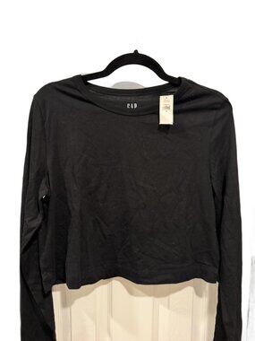 Gap Cropped Long Sleeve Top Black Size M
